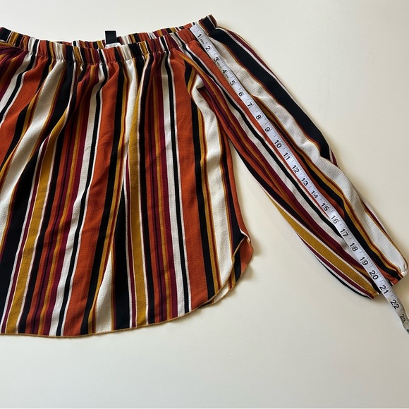 Windsor Striped Off-Shoulder Blouse Orange, Brown and Black - Medium - Picture 2 of 10